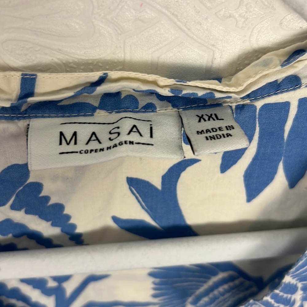 Masai Copenhagen Shirt Dress Relaxed Oversized Natmas Cotton Quiet Harbor Bird - Picture 10 of 12
